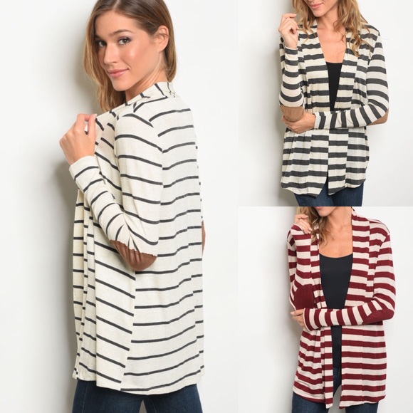 NWT Women’s Open front stripe cardigan knit top - Picture 4 of 4